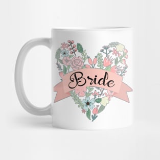 Bride Floral Heart Coral Ribbon Mug